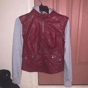 Maroon hooded jacket